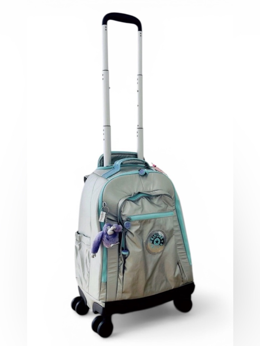 Kipling New Zea 15" Metallic Laptop Rolling Backpack Chromapop Bright